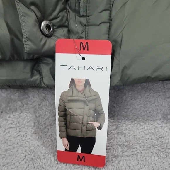 NEW Tahari Women's Green Puffer Jacket Full Zip Polyester M - Picture 4 of 8